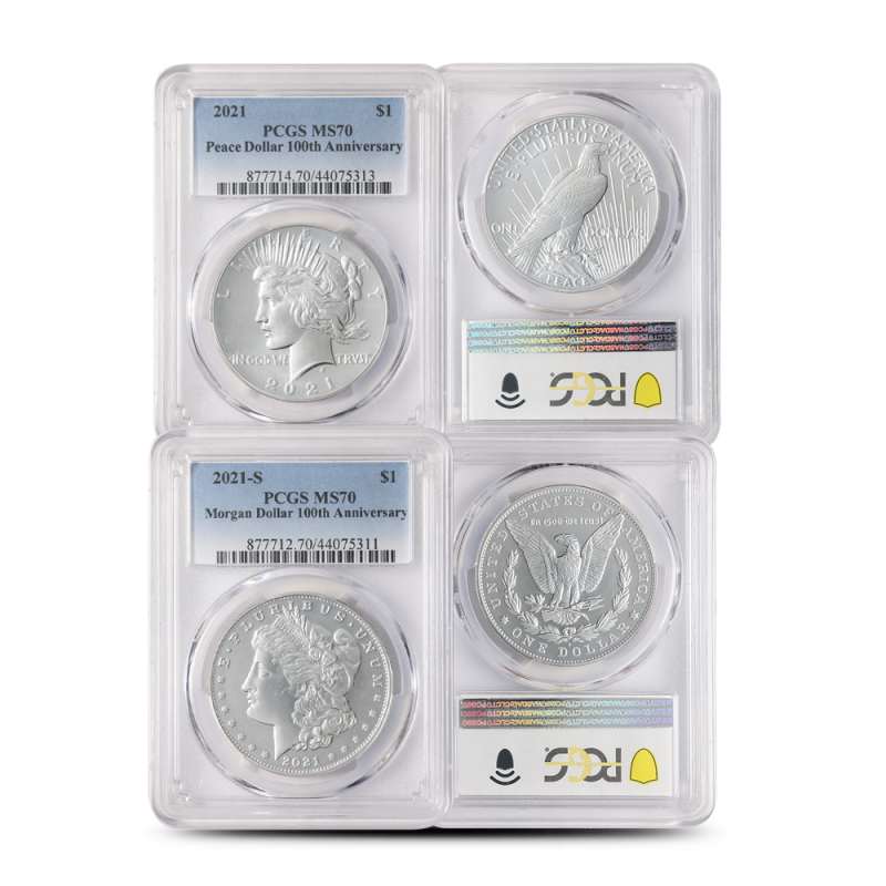 2021 Morgan and Peace Silver Dollar 6-Coin Set PCGS MS70 l JM Bullion™
