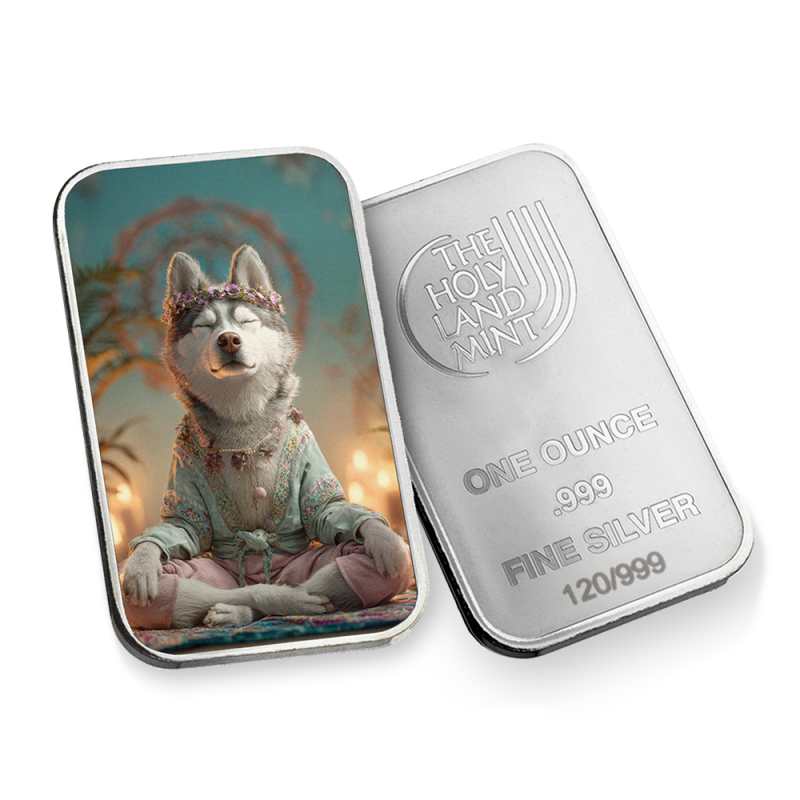1 oz Colorized The Holy Land Mint Silver Sol Human Dog Bar l JM