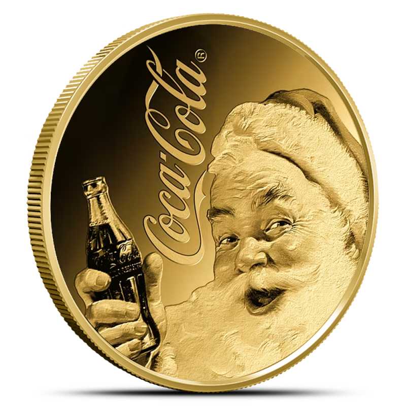 1/1000 oz Republic of Chad Gold Coca Cola Santa Clause Coin l JM