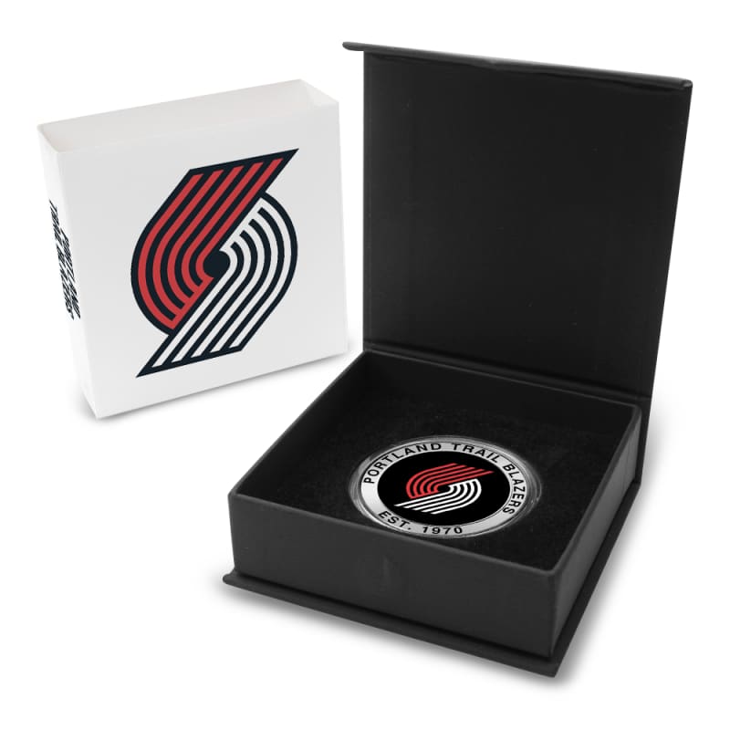 1 oz Colorized Engravable NBA Portland Trail Blazers Silver Round