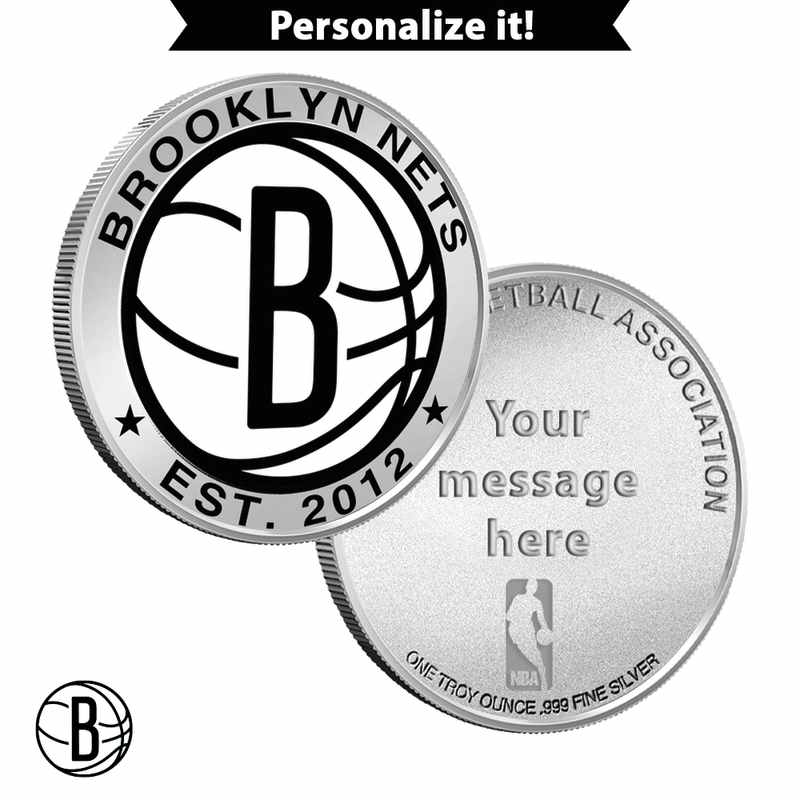 1 oz Colorized Engravable NBA Brooklyn Nets Silver Round l JM Bullion™