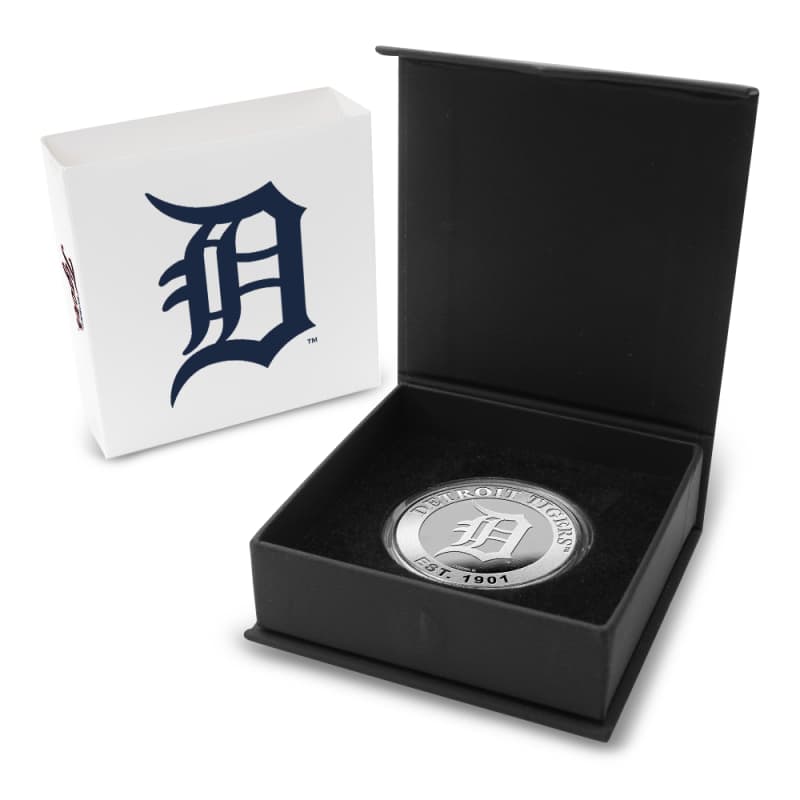 1 oz Engravable MLB Detroit Tigers Silver Round (New w/ Gift Box