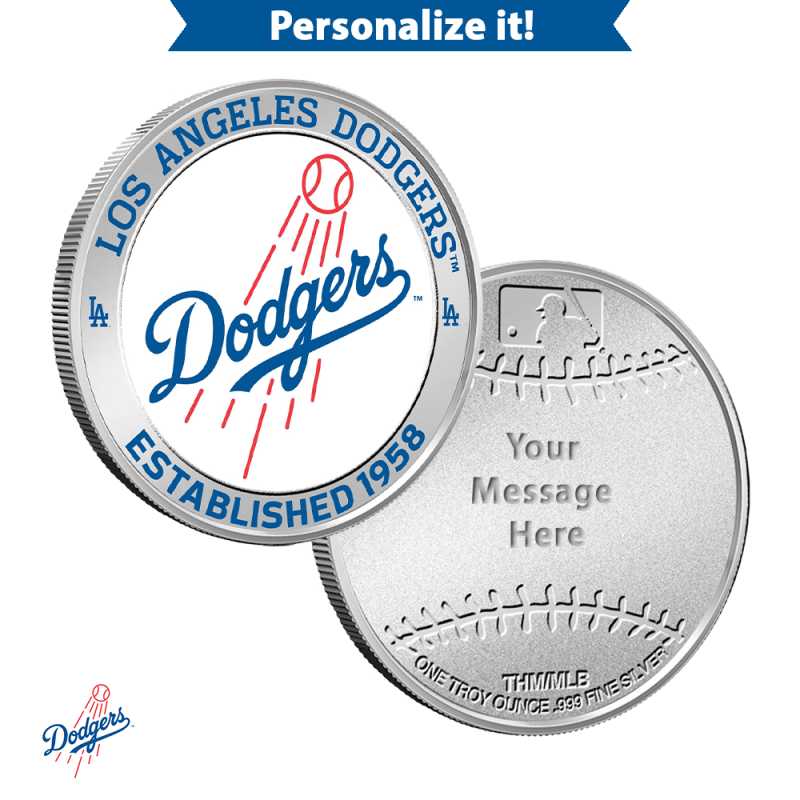 1 oz Colorized Engravable MLB Los Angeles Dodgers Silver Round