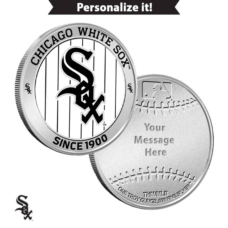 1 oz Colorized Engravable MLB Chicago White Sox Silver Round (New
