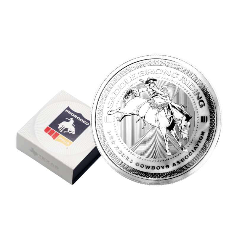 1 oz Reverse Proof Texas Mint PRCA Saddle Bronc Silver Round l JM
