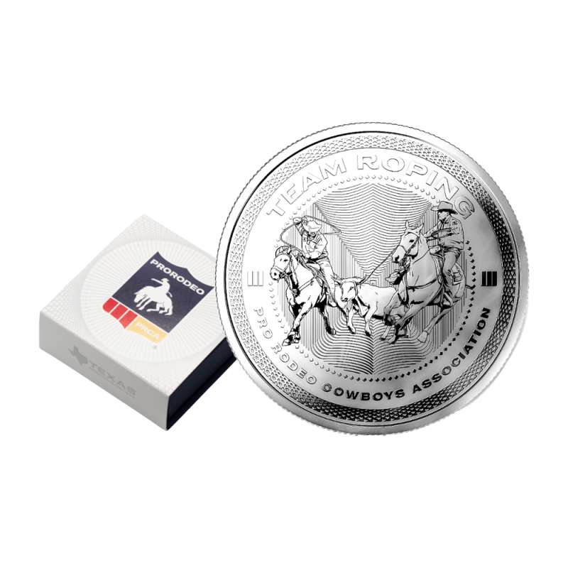 1 oz Reverse Proof Texas Mint PRCA Team Roping Silver Round l JM