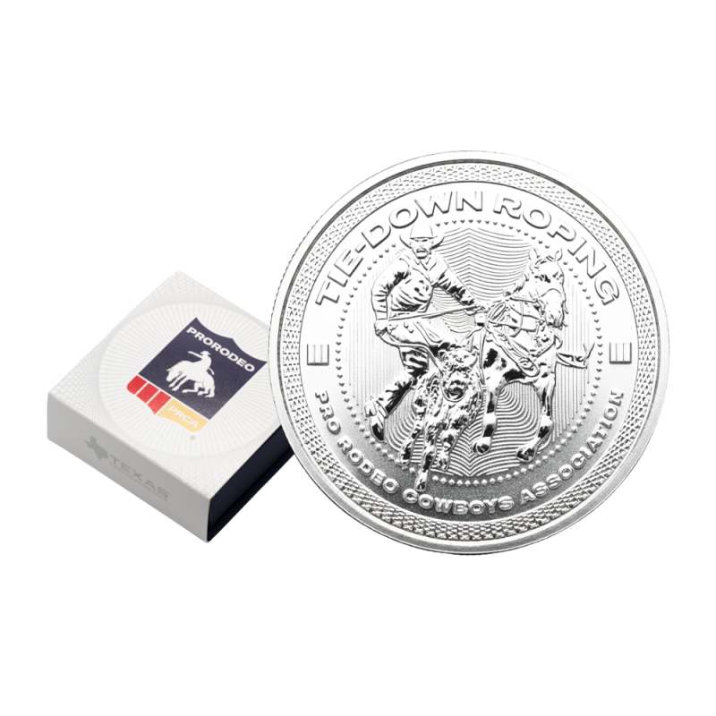 1 oz Reverse Proof Texas Mint PRCA Tiedown Roping Silver Round l