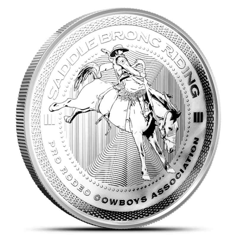 1 oz Reverse Proof Texas Mint PRCA Saddle Bronc Silver Round l JM