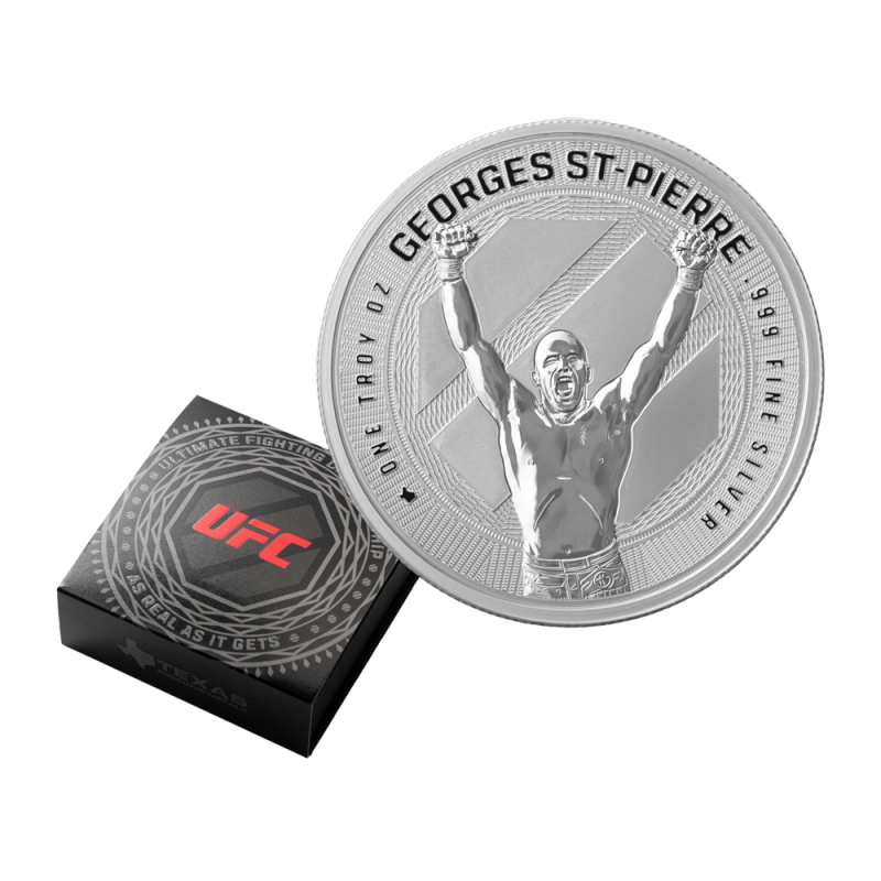 1 oz Reverse Proof Texas Mint UFC Georges St-Pierre Silver Round l