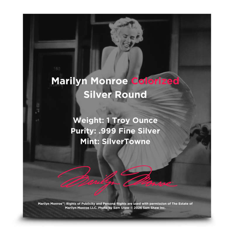 1 oz Colorized Marilyn Monroe Silver Round l JM Bullion™