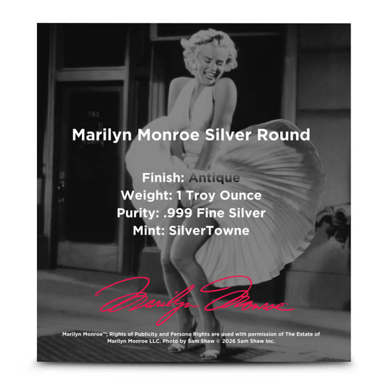 1 oz Antiqued Marilyn Monroe Silver Round l JM Bullion™