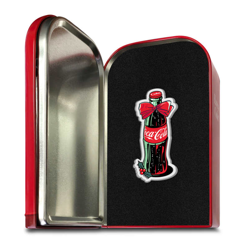 2025 1 oz Colorized Niue Silver Coca-Cola Holiday Bottle Shaped