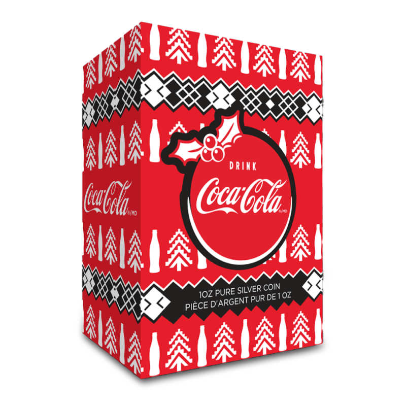 2025 1 oz Colorized Niue Silver Coca-Cola Holiday Bottle Shaped
