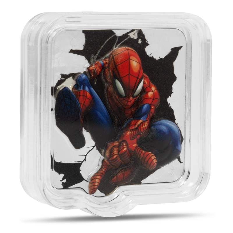 2025 2 oz Proof Colorized Niue Silver Marvel Spider Man Smash Coin