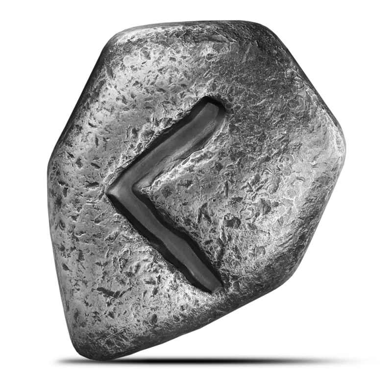 1 oz Antique Germania Mint Kenaz Rune Cast Silver Bar (New
