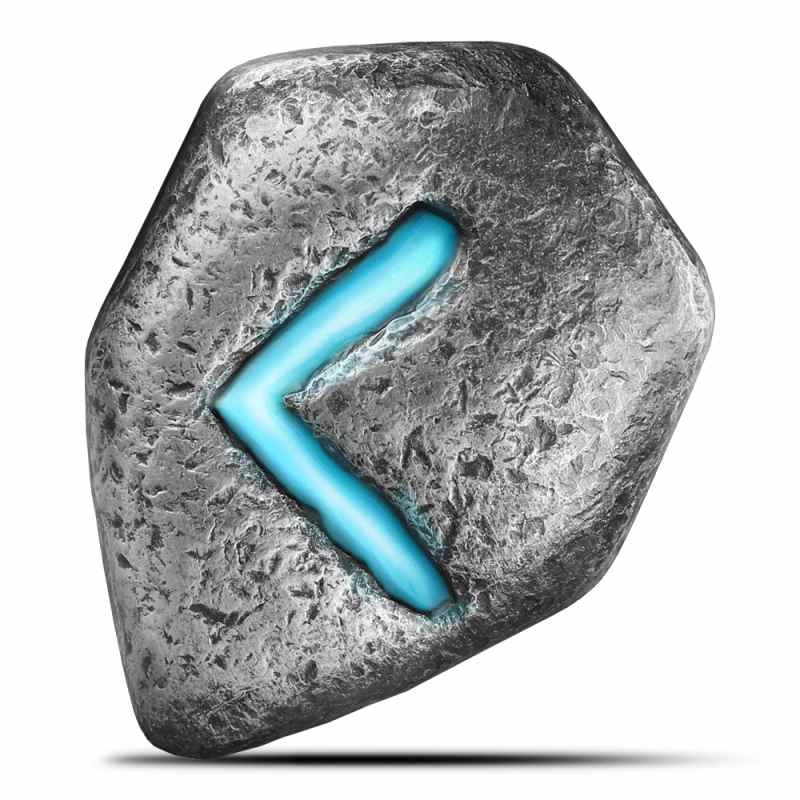 1 oz Antique Germania Mint Kenaz Rune Cast Silver Bar (New