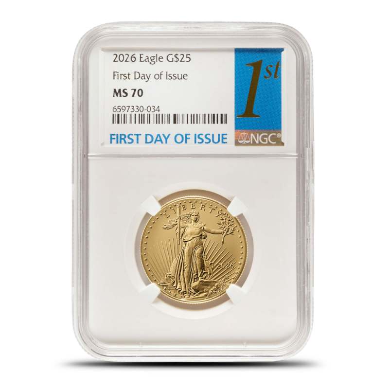 2026 1/2 oz American Gold Eagle Coin NGC MS70 FDOI l JM Bullion™