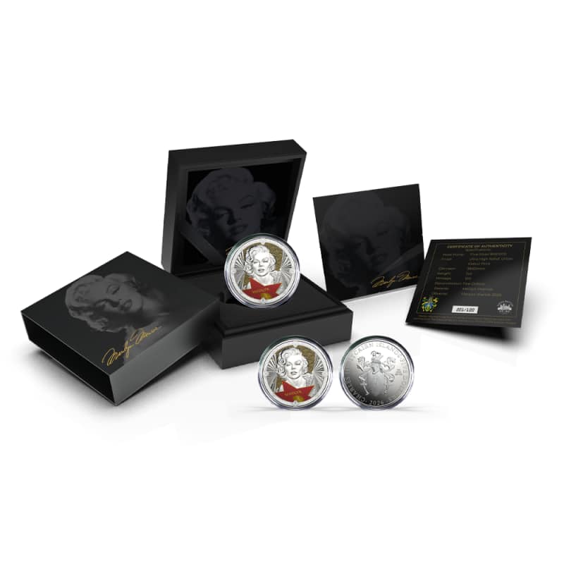 2026 2 oz Proof Colorized Pitcairn Islands Marilyn Monroe Silver