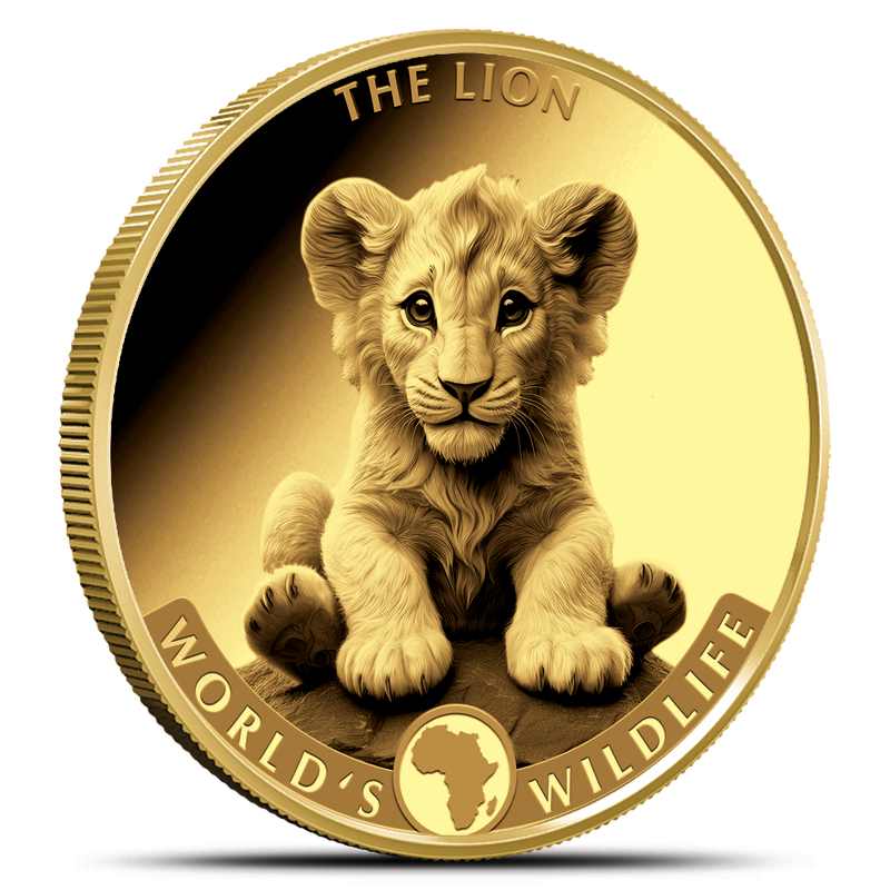 2025 1/2 Gram Proof Congo World's Wildlife Gold The Lion Coin l JM