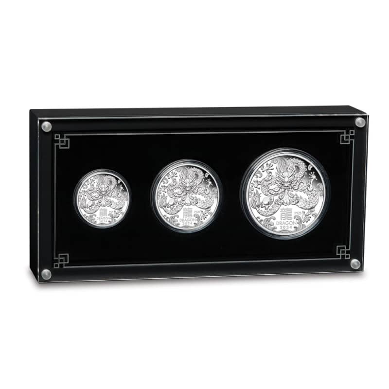 2024 Proof Australian Silver Lunar Dragon 3-Coin Set (Box + CoA) l