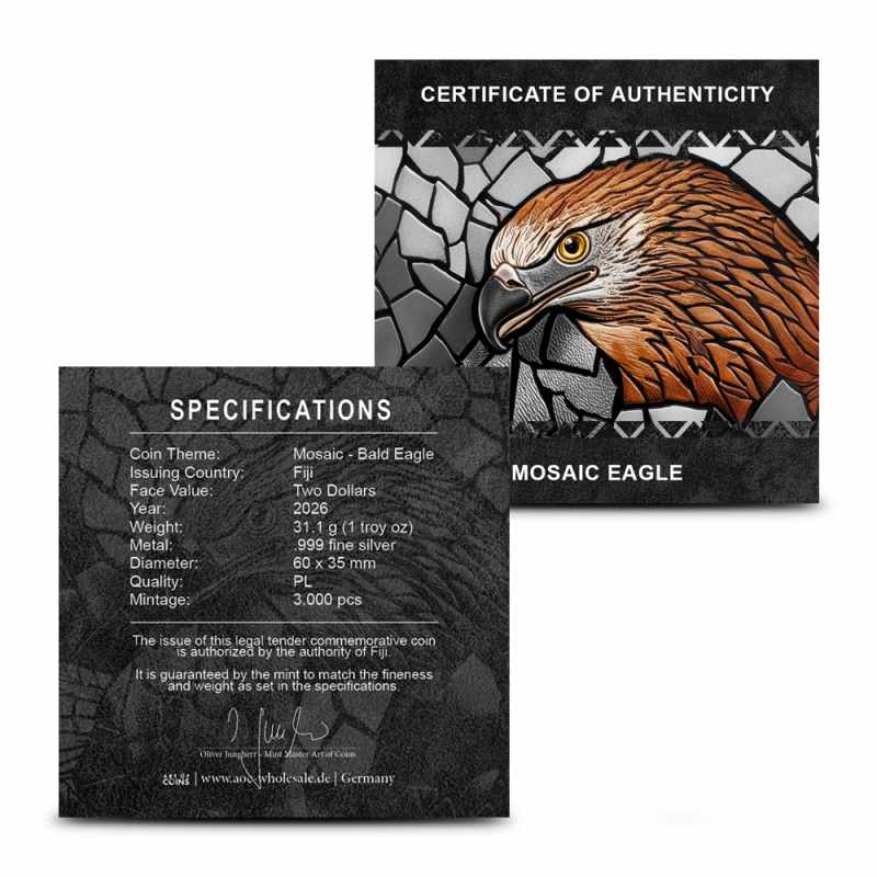 2026 1 oz Fiji Silver Mosaique Bald Eagle Coin l JM Bullion™