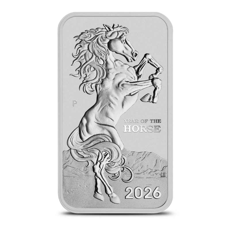 オーストラリア鶴　1オンス純銀 2026 1 oz Australian Silver Lunar Year of the Horse Rectangular