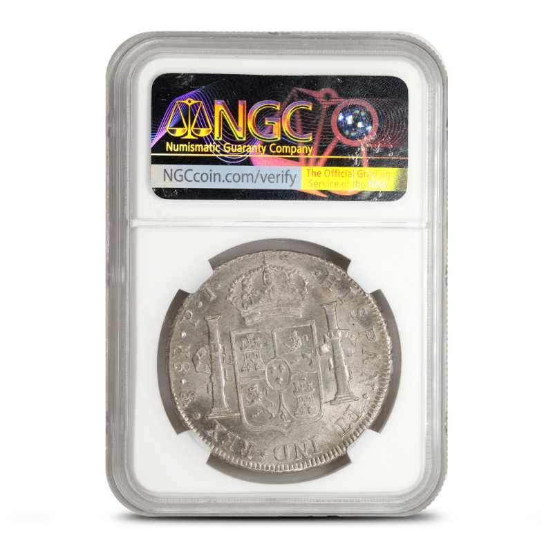 1808 - 1825 8 Reales Bolivian Silver Spanish Pillar Dollar NGC