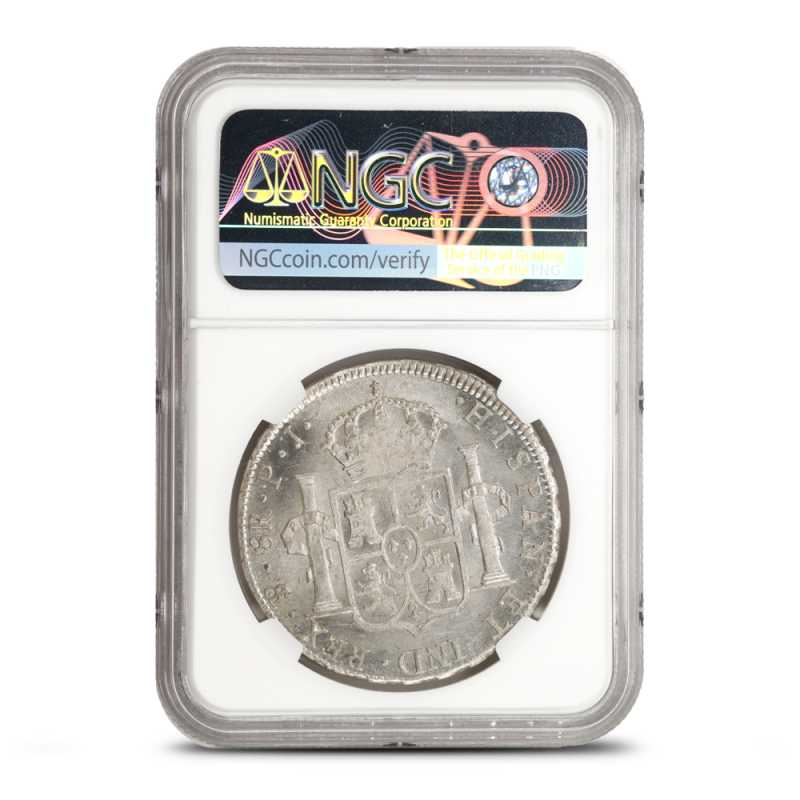 1808 - 1825 8 Reales Bolivian Silver Spanish Pillar Dollar NGC