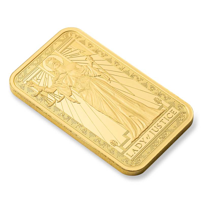 1 oz PAMP Suisse Gold Lady of Justice Bar l JM Bullion™