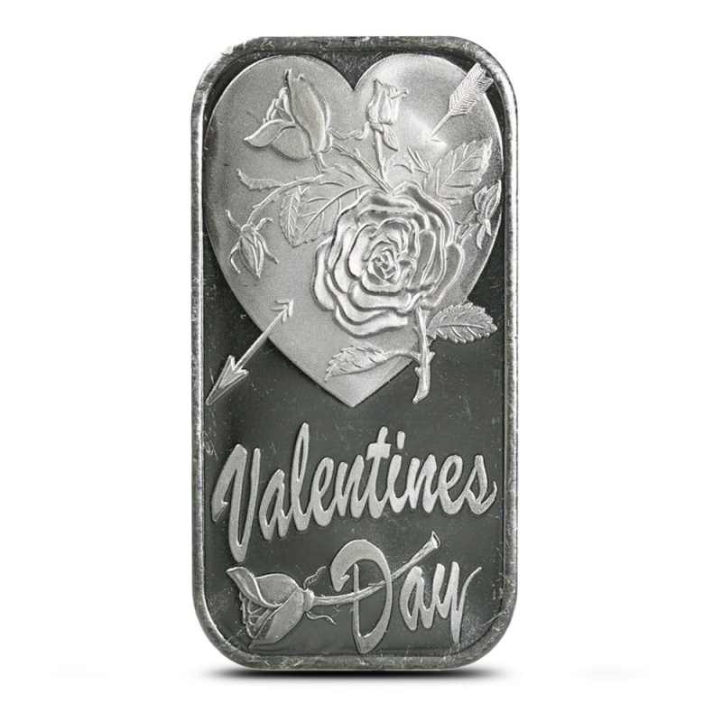 1 oz SilverTowne Happy Valentine's Day Roses Silver Bar l JM Bullion™