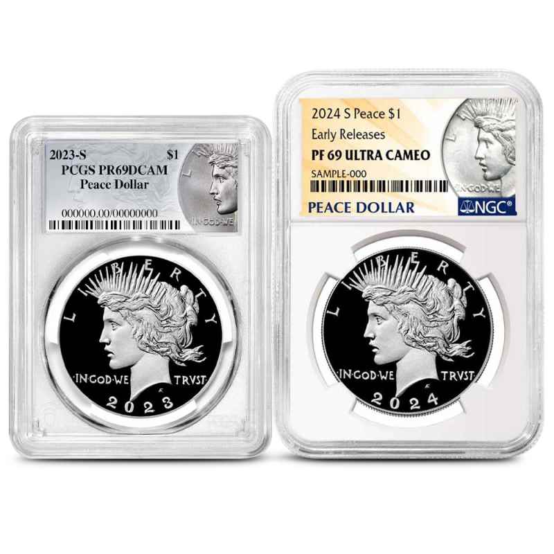 Proof Peace Silver Dollar Coin PF/PR69 (2023+, Varied Label, PCGS