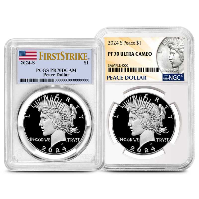Proof Peace Silver Dollar Coin PF/PR70 (2023+, Varied Label, PCGS