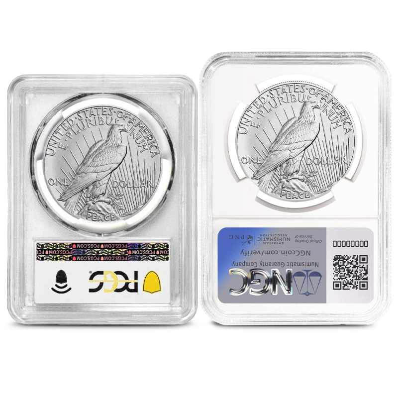 Peace Silver Dollar Coin MS70 (2023+, Varied Label, PCGS or NGC) l
