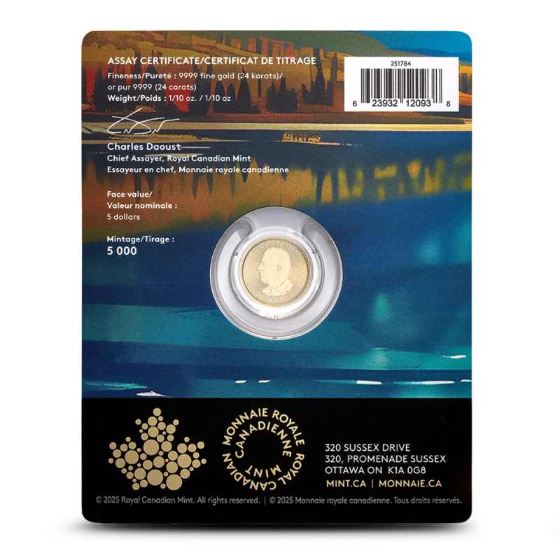 2026 1/10 oz Canadian Gold Treasured Maple Leaf Wolf Privy Coin l