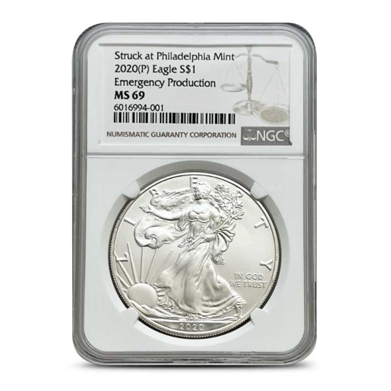 2020 (P) 1 oz American Silver Eagle Coin NGC MS69 Emergency
