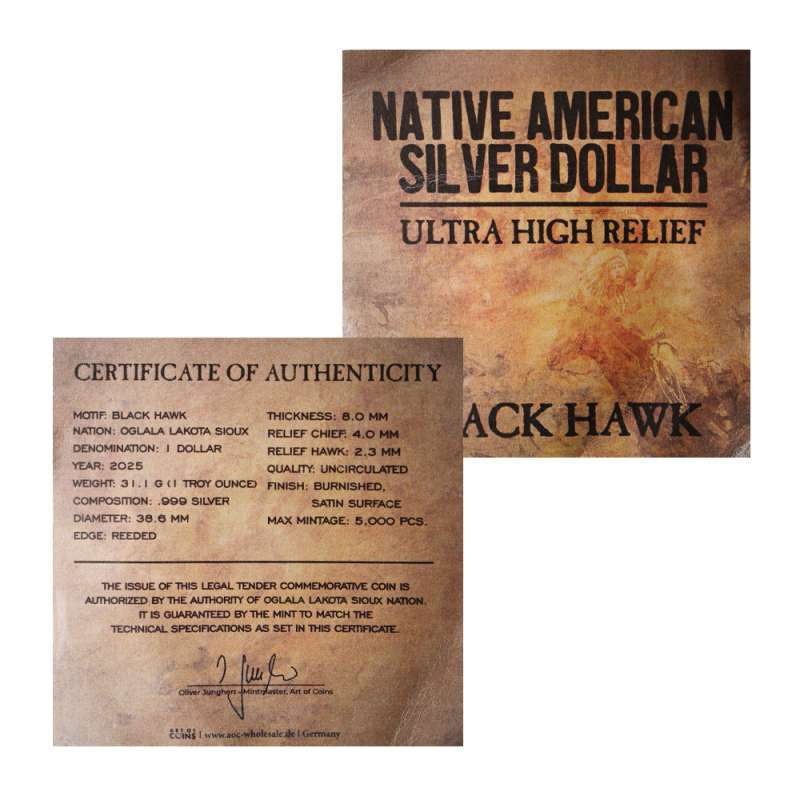 2025 1 oz Antique Sioux Nation Silver Black Hawk Coin l JM Bullion™