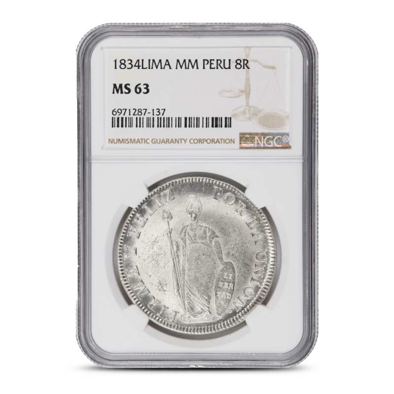プノメーケスケラス　DD−786 1825-1857 Peruvian 8 Reales NGC MS63 l JM Bullion™