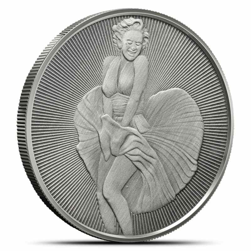 マリンモンローミラー 1 oz Antiqued Marilyn Monroe Silver Round l JM Bullion™