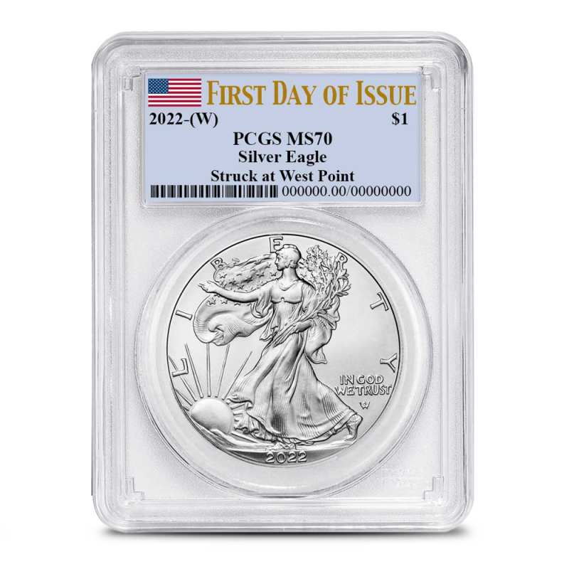 【新品】Silver Eagleイーグル銀貨2022 PCGS MS70 2022-W 1 oz American Silver Eagle Coin PCGS MS70 FDOI l JM Bullion™