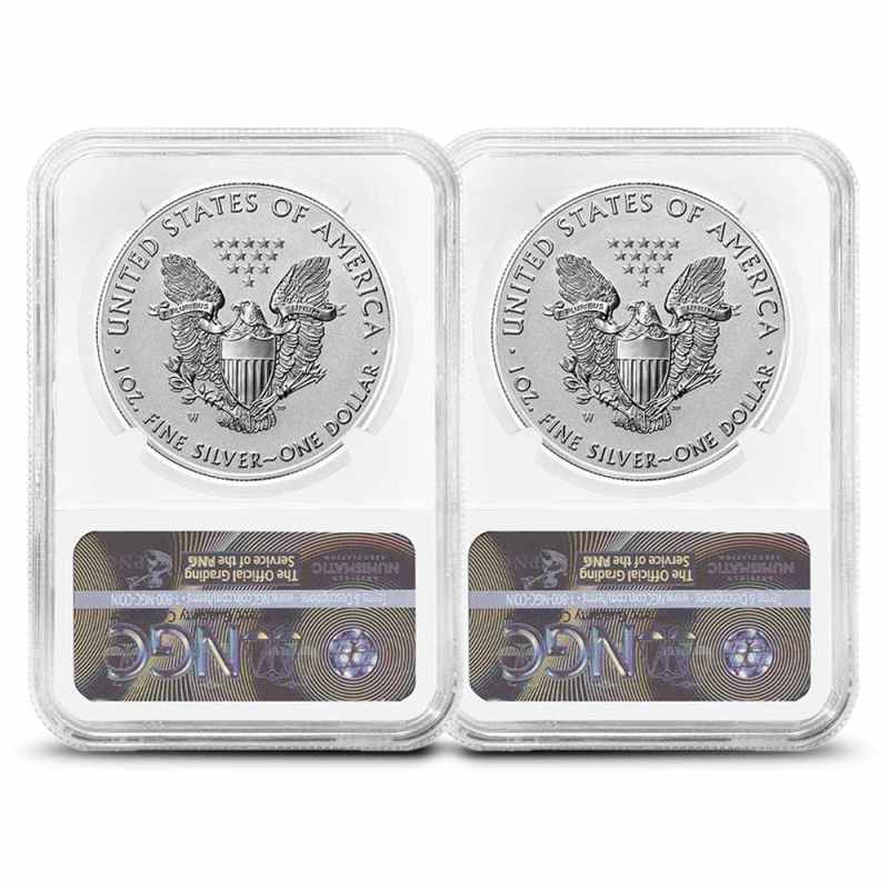 2021 Reverse Proof American Silver Eagle 2-Coin Designer Set NGC