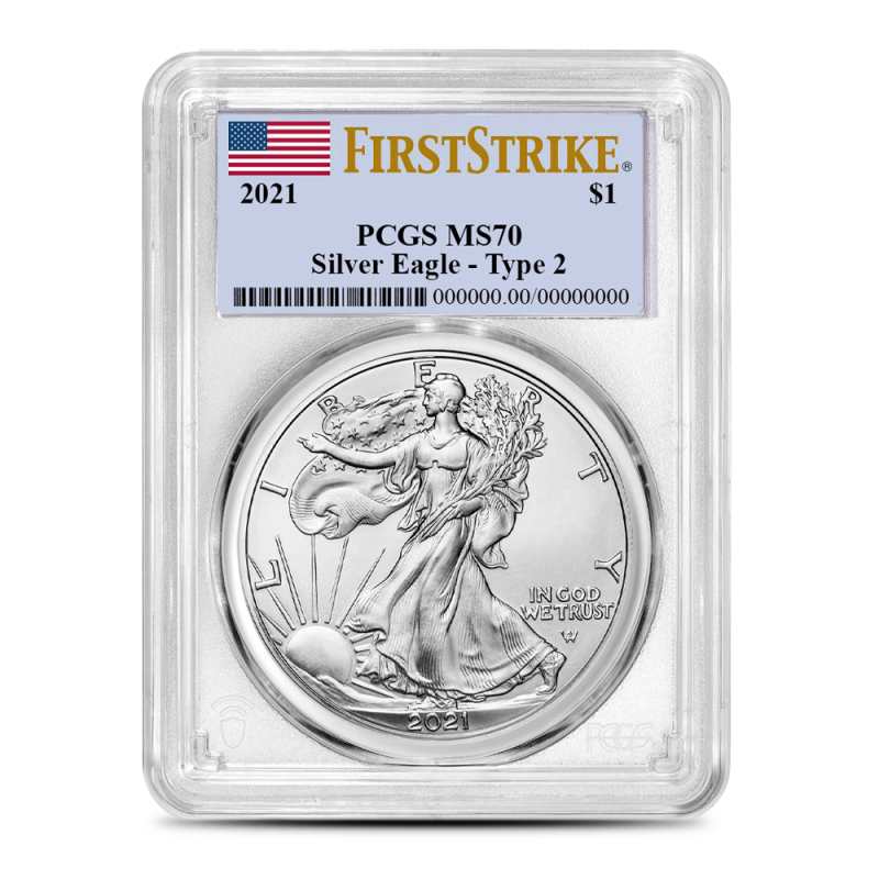 2021年 シルバーイーグル  PCGS MS70 2021 1 oz American Silver Eagle Coin PCGS MS70 FS (Type 2) l JM