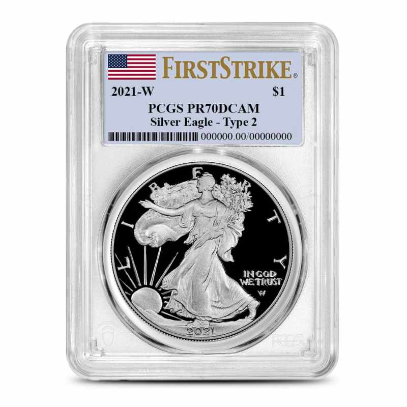 2021-W Proof American Silver Eagle PCGS PR70 FS (Type 2) l JM Bullion™