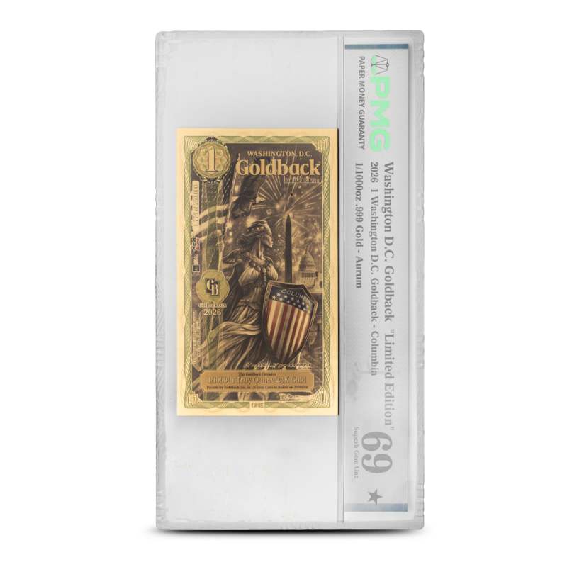 1 Colorized Washington D.C. Limited Edition Goldback Gold Note