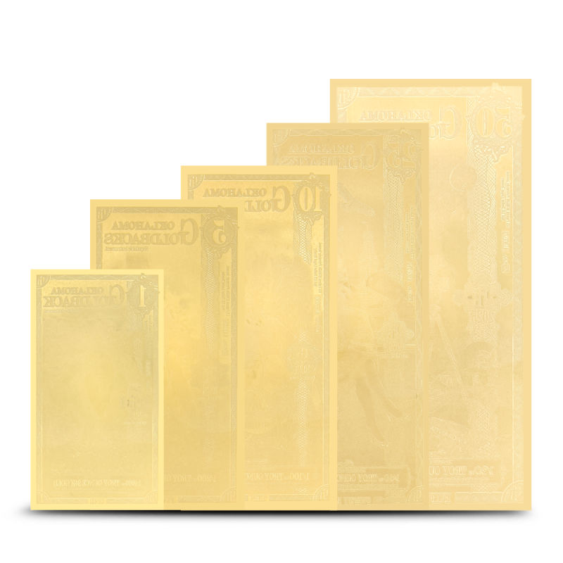 5 Piece Oklahoma Goldback Gold Note Set (Random Year, New) l JM