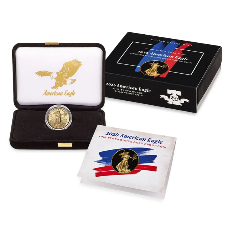 1つのみ2026勝負！！目標達成成功へオルゴネックレス 2026-W 1/10 oz Proof American Gold Eagle Coin (Box + CoA) l JM