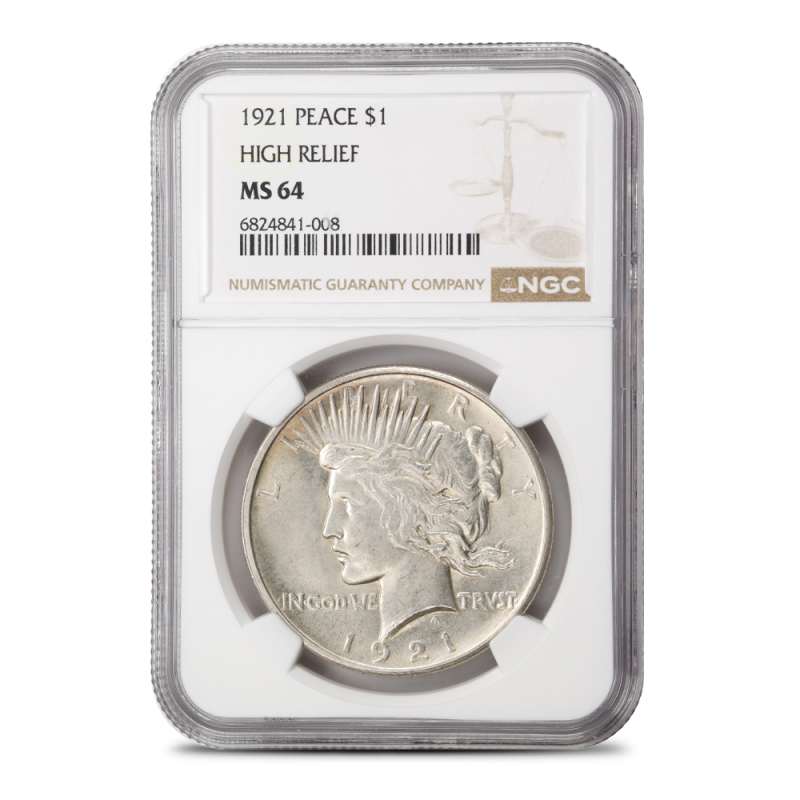 1921 Peace Silver Dollar Coin NGC MS64 (High Relief) l JM Bullion™