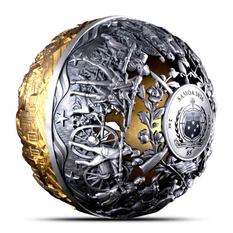 2026 2 oz Samoa Silver Filigree Spherical Revolution and Freedom