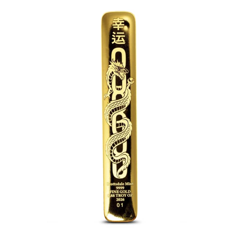 8.88 oz Scottsdale Mint Lucky Dragon Gold Bar (New) l JM Bullion™