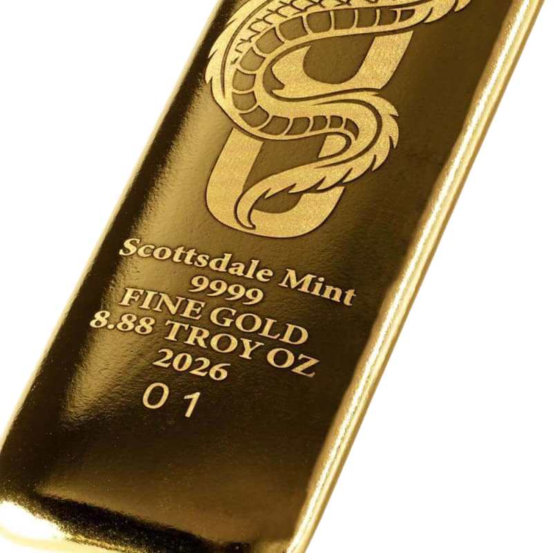 8.88 oz Scottsdale Mint Lucky Dragon Gold Bar (New) l JM Bullion™