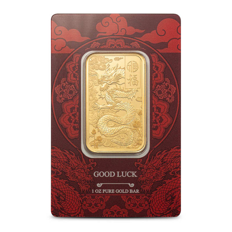 1 oz PAMP Suisse Gold Good Luck Yellow Dragon Bar l JM Bullion™